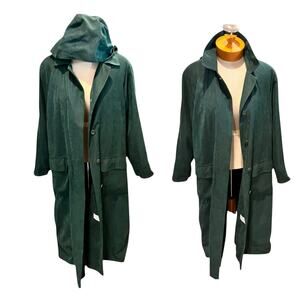 RARE Size S/M Womens Trench Coat London Fog Vintage Regular Green